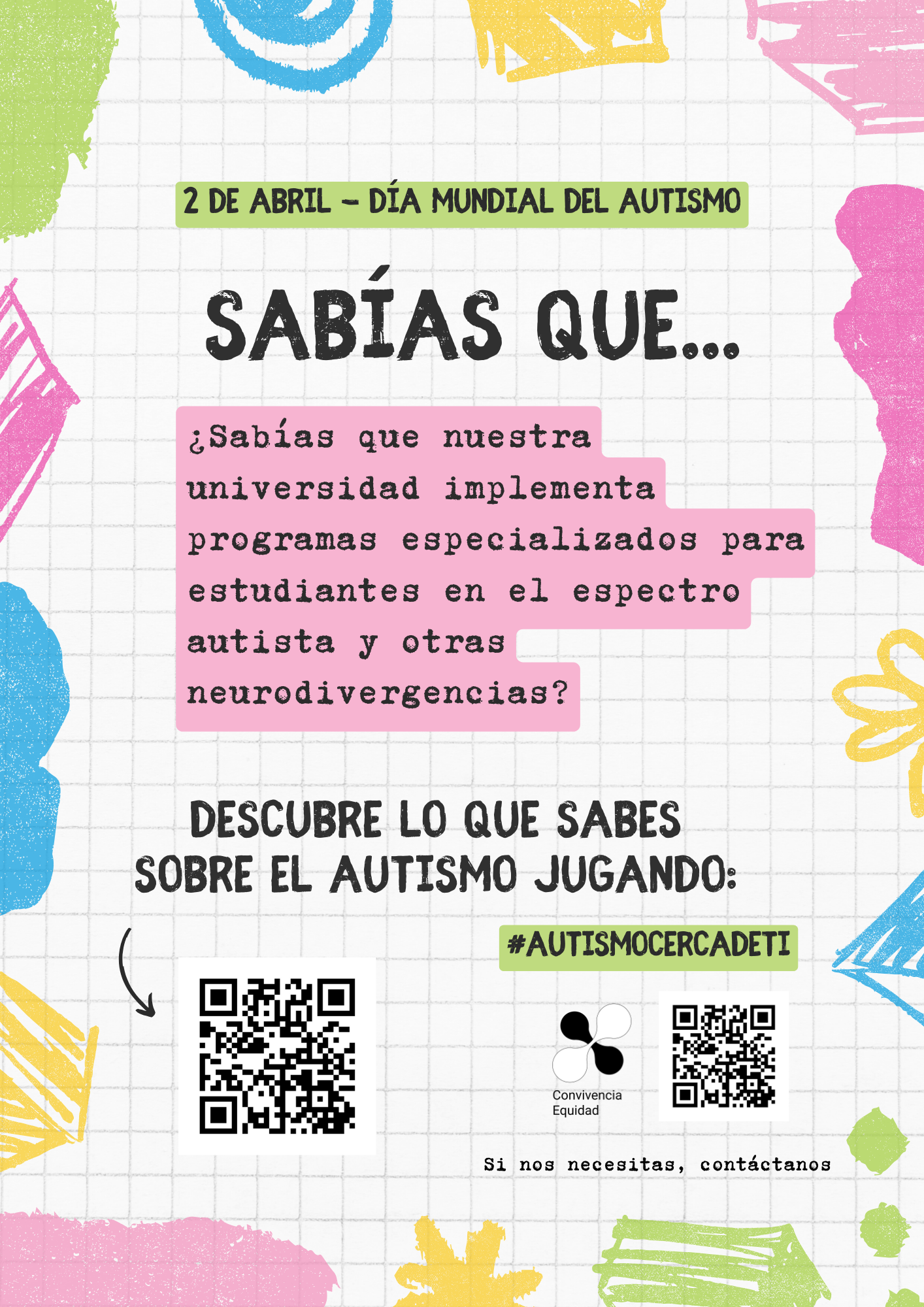 Mensaje en RRSS sobre programas especializados en al UPM para estudiantes en ele spectro autista